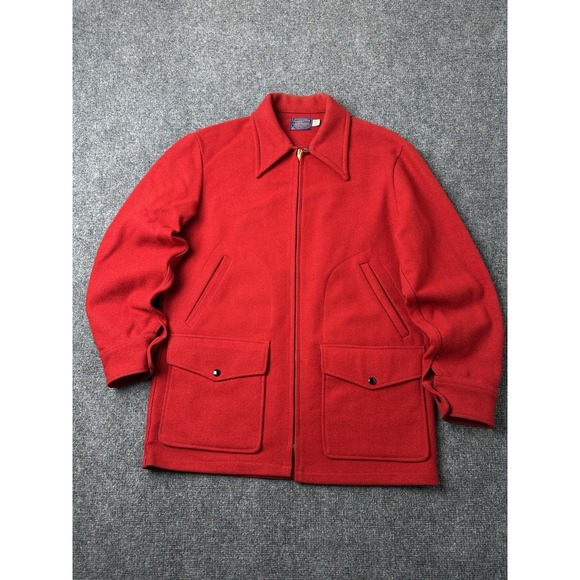Pendleton Other - Mens Wool Pendleton Red Zip Front Jacket 1960s Made in USA, Size M